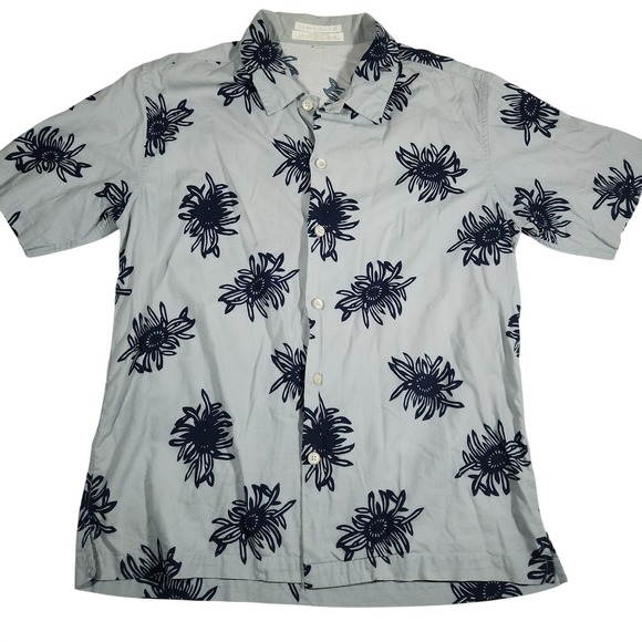 Perry Ellis Other - Perry Ellis Floral Button Up Mens L Blue Cotton Rayon Short Sleeve Y2K Vintage